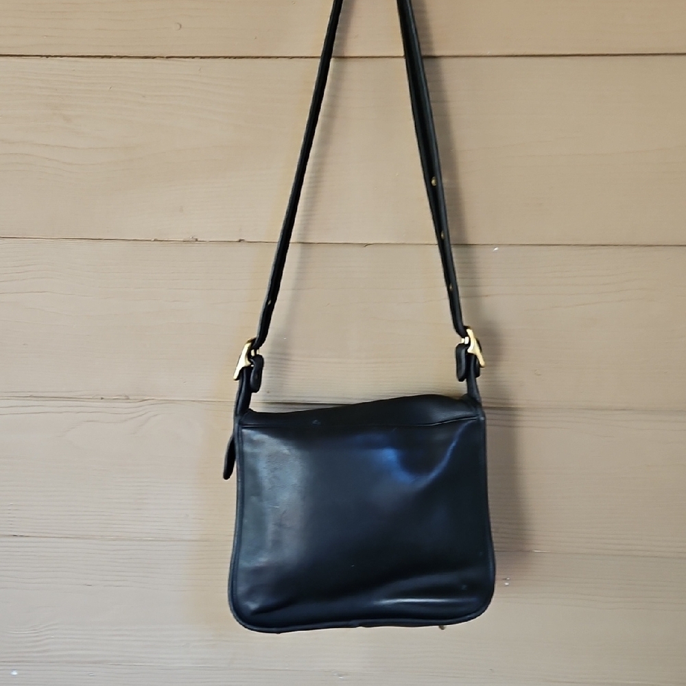 Vintage Coach Stewardess Midnight Black Leather Shoulder Bag - Picture 12 of 17